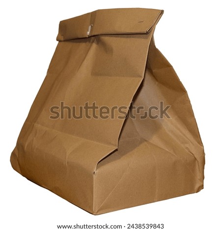 Kraft package with fast food on a white background. Stock photo with cardboard package for template and mockup.