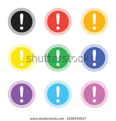 vector exclamation mark icon in various colors