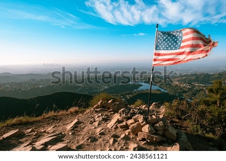 American Flag Los Angeles Hiking Trail Mountain View