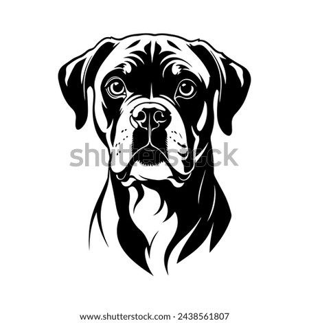 Portrait of a Boxer Dog Vector isolated on white background, Dog Silhouettes. Royalty-Free Stock Photo #2438561807