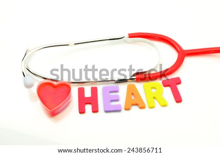 The name of the medical term, Heart and stethoscope