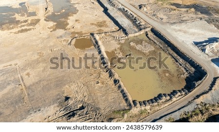 Drone aerial photograph of earthworks at a new construction site in the Nepean Business Park in the greater Sydney suburb of Penrith in New South Wales in Australia Royalty-Free Stock Photo #2438579639