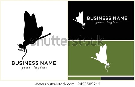 silhouette vector dragonfly logo template
