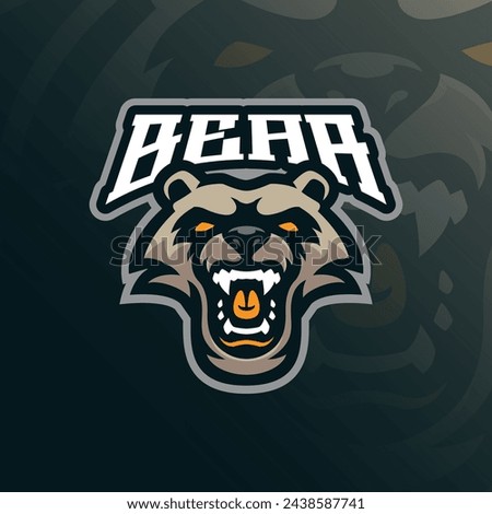 Bear mascot logo design with modern illustration concept style for badge, emblem and t shirt printing. Angry bear head illustration for sport and esport team.