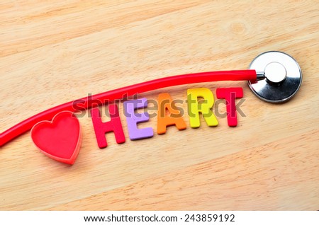 The name of the medical term, Heart and stethoscope