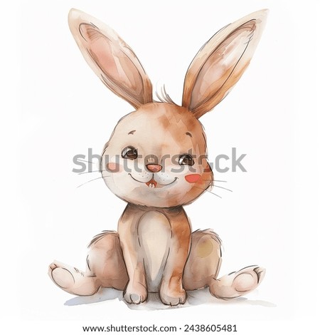 Cute Gray Bunny Rabbit isolated watercolor illustration painting Pastel Easter animal art transparent white background greeting card stationary holiday easter gift egg decoration paper stationery