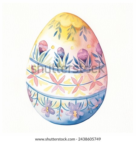 Pastel Watercolor Colorful Easter Egg decorated isolated watercolor illustration painting art transparent white background greeting card stationary holiday easter gift egg decoration paper stationery