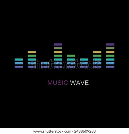 Vector modern colorful design sound audio wave, equalizer waveform, music sound technology illustration black background.