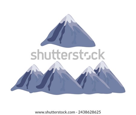 Set of mountain clip arts landscape vector illustration