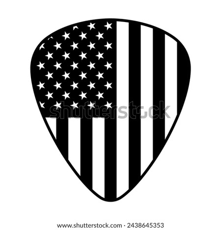 Guitar pick with american flag on white background. Isolated illustration.