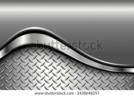 Silver gray metal background, 3D polished chrome metallic and shiny diamond plate texture, vector illustration.