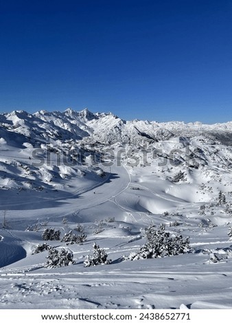 Beautiful sunny weather at Vogel ski resort in Julian Alps, Slovenia, Europe