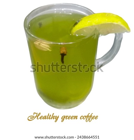 Picture of healthy green coffee with lemon juice 