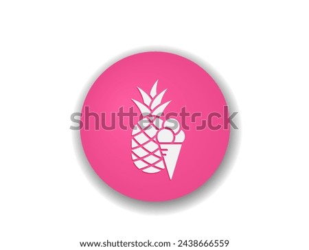 ice cream and pineapple round icon. summer dessert symbol. vector color illustration for vacation design