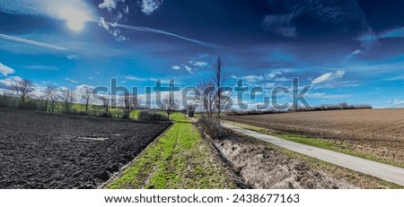 Beautiful wide picture of nature and farm in winter