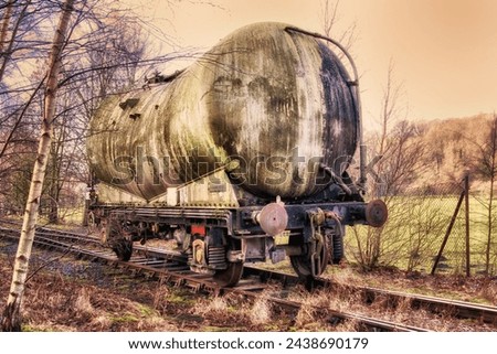 Abandoned carriage on a disused line Royalty-Free Stock Photo #2438690179