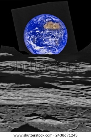 Earthrise Reimagined. Cameras on a lunar orbiter and some clever image processing techniques led to a new take on a historic image of the Earth. Elements of this image furnished by NASA. Royalty-Free Stock Photo #2438691243
