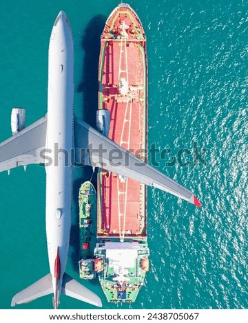 Logistics and transportation of Container Cargo ship and Cargo plane, logistic import export and transport industry background