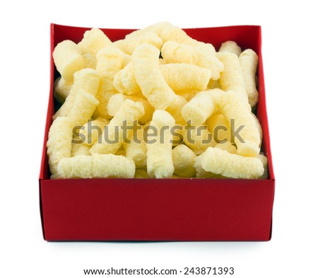 Corn sticks in a box isolated on white background