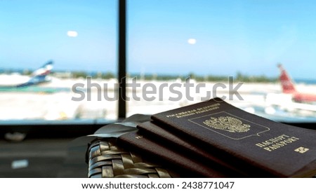 plane tickets and passports at the airport