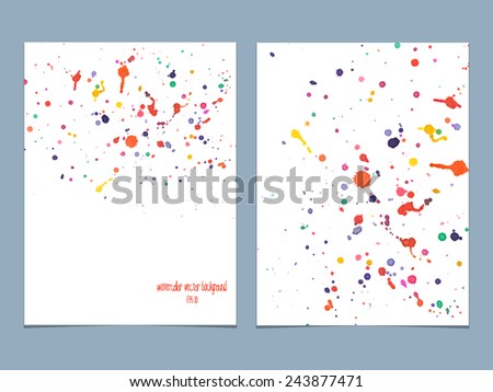 Vector background with watercolor colored drops.