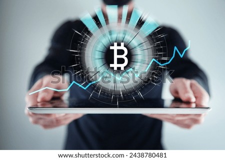 Cryptocurrency graph on virtual screen