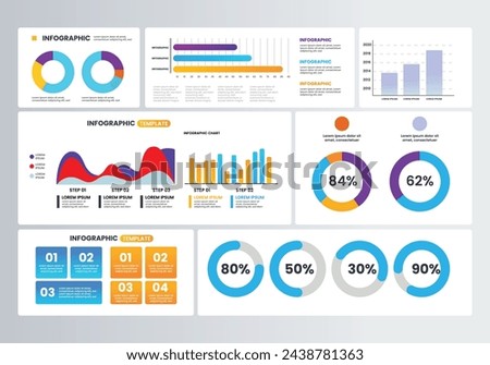 Essential Infographic Elements Vibrant, Flat-Style Graphics Ideal for Crafting Engaging and Informative Visual Narratives Royalty-Free Stock Photo #2438781363