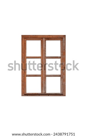 Frame of a old shabby wooden window isolated on white background Royalty-Free Stock Photo #2438791751