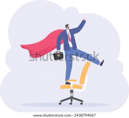 Businessman or manager like a superman on a office chair. Illustration,

