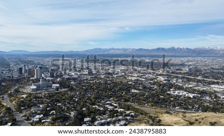 Aerial View of Downtown Salt Lake City Utah Sunrise Fall 