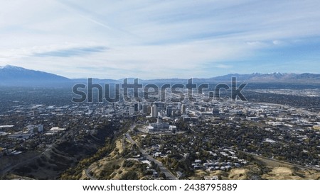 Aerial View of Downtown Salt Lake City Utah Sunrise Fall 
