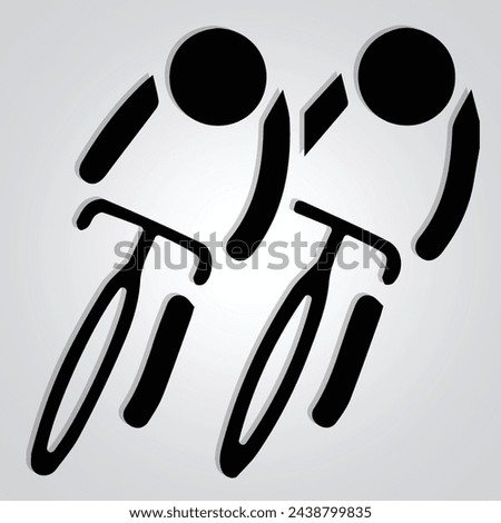 Two men bicycle unique icon and cycle logo with a silver background. Vector illustration