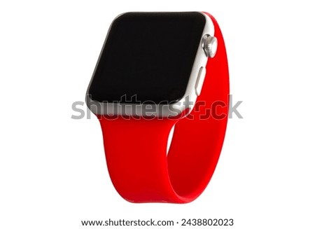 Digital gadget watch device closeup isolated in white background 