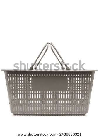 Grey shopping basket on white background. Front shoot