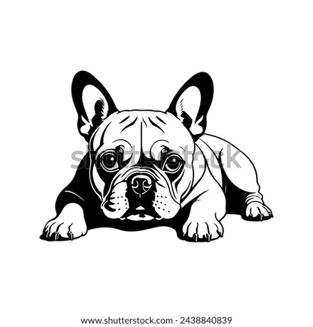 French Bulldog Vector isolated on white background, Dog Silhouettes, Design in black and white style
