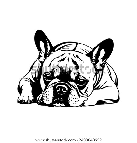 French Bulldog Vector isolated on white background, Dog Silhouettes, Design in black and white style