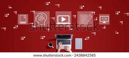 Webinar concept with person working with a laptop