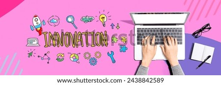 Innovation theme with person using a laptop computer