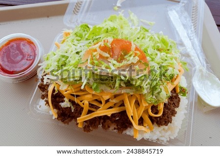 Taco rice in Kin town Royalty-Free Stock Photo #2438845719
