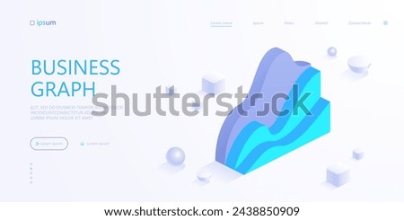 Curve chart icon in isometric view. Wave form business graph, data graphics, statistics diagram, analysis growth progress. Vector illustration for visualization of presentation, reports concept