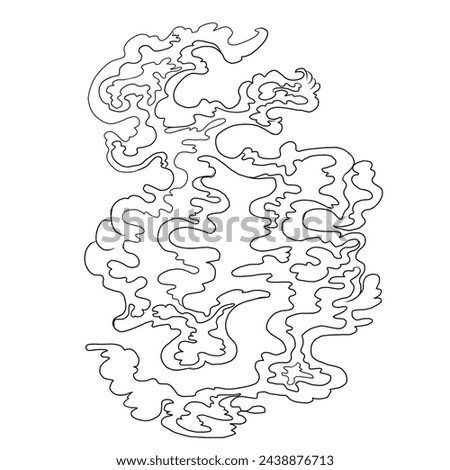 Chinese cloud vector for coloring book and printing on white background.Traditional Japanese culture element for tattoo design and idea.Cloud and wave illustration.Clip art.