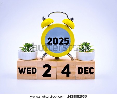 Wednesday 24 December 2025,calendar concept, wooden calendar  Royalty-Free Stock Photo #2438882955