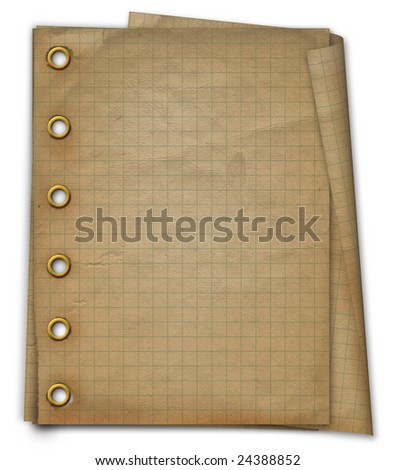 Grunge notebook. A writing-book in a section with golden clip