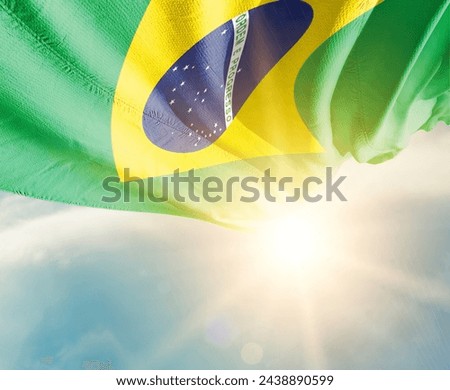 Brazil waving flag in beautiful sunlight.