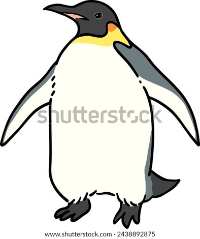 Hand drawn emperor penguin illustration with spread wings
