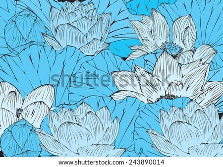 Drawing lotus flower background vector graphics and text. health care and products, yoga center. Can be used as greeting card or wedding invitation. With place for text