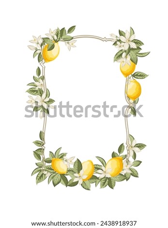 Lemon frame illustration. hand-drawn citrus.