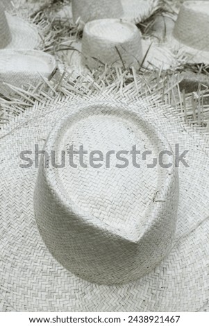 handmade white woven straw hat 