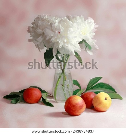 Selective Focus Photography of White Cluster Flower in Clear Glass Vase.....and beautiful natural background.. Royalty-Free Stock Photo #2438934837