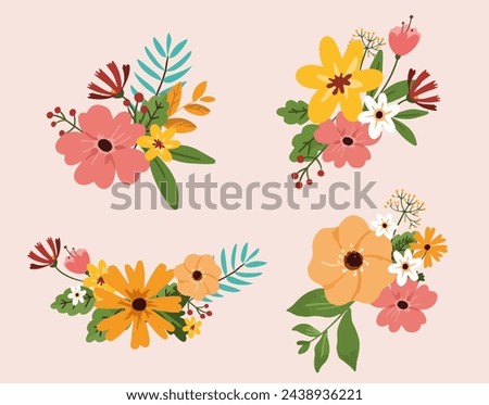 Mini corsage flower arrangements in peach background